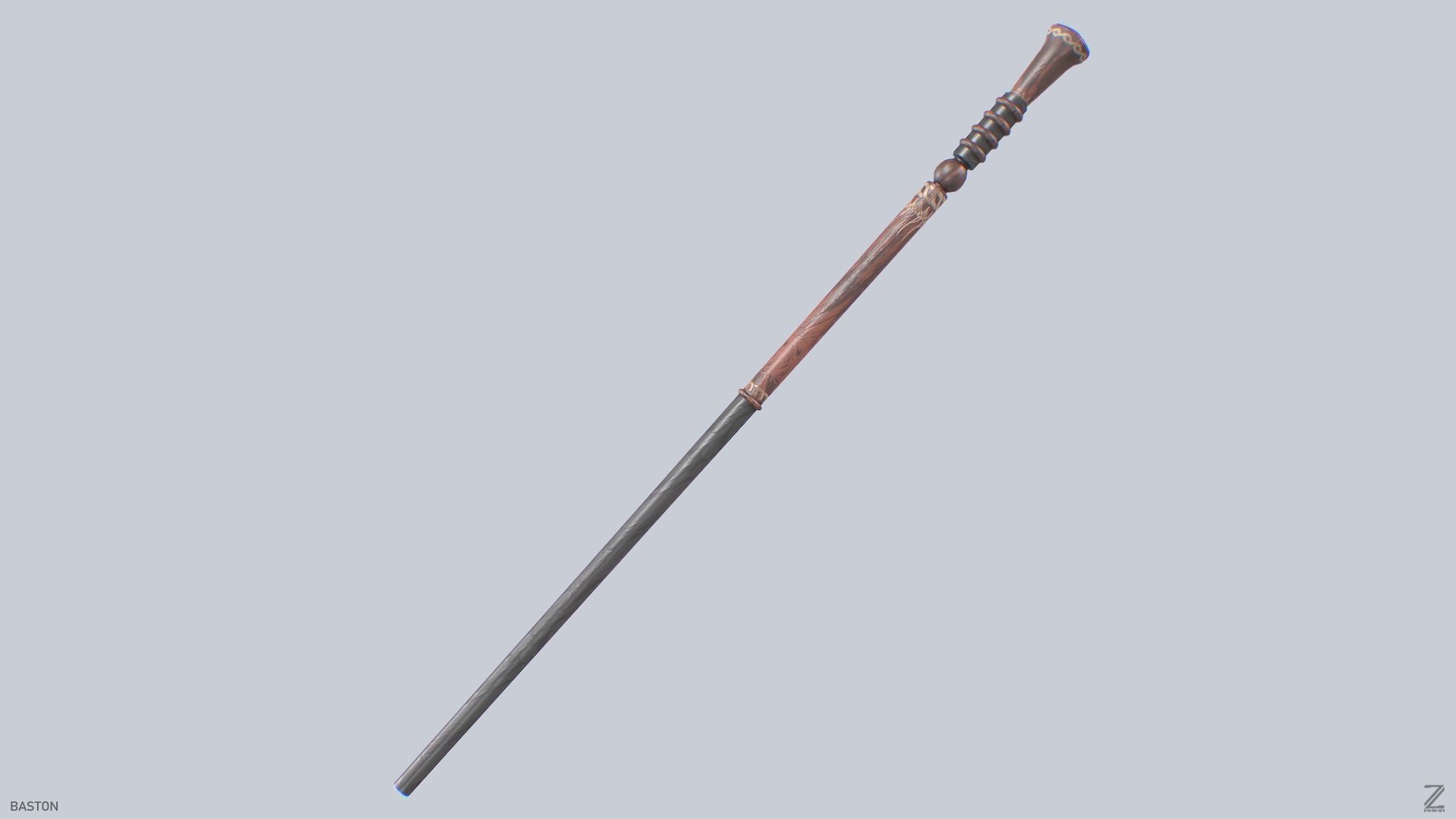 Baston Low-poly 3D model_8