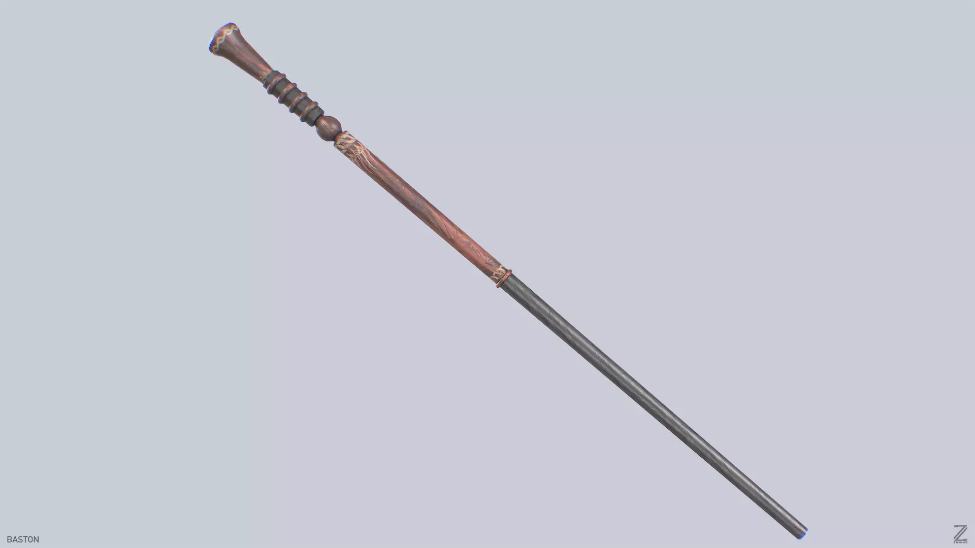 Baston Low-poly 3D model_0