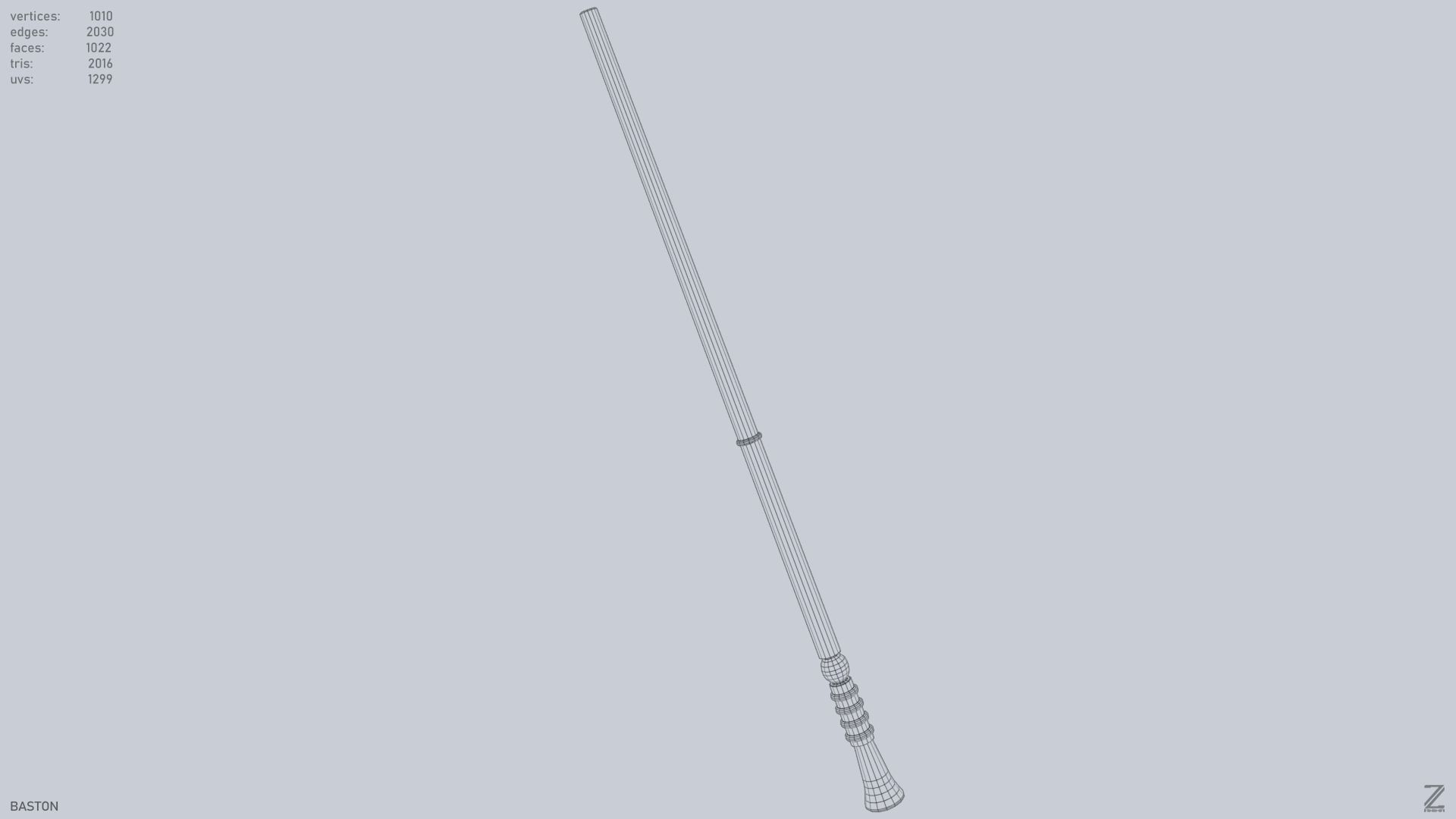 Baston Low-poly 3D model_12