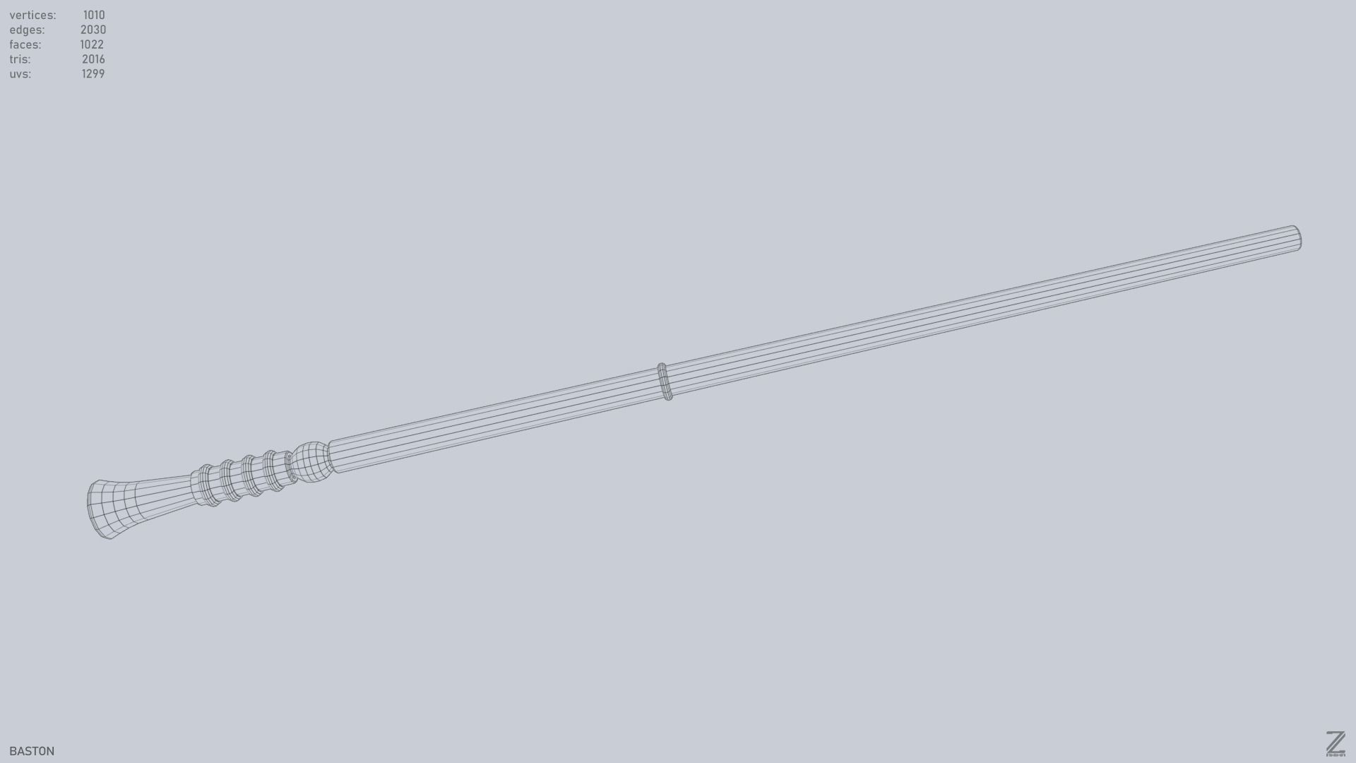 Baston Low-poly 3D model_13