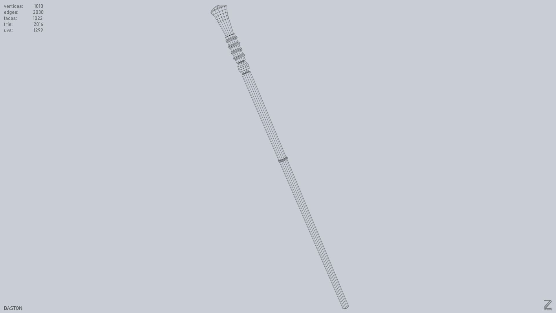 Baston Low-poly 3D model_10