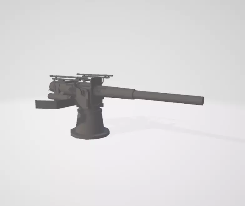 NAVAL GUN WW1 and WW2 Low-poly 3D model_0