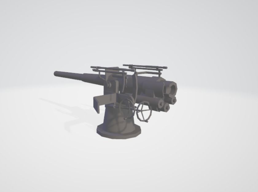 NAVAL GUN WW1 and WW2 Low-poly 3D model_2