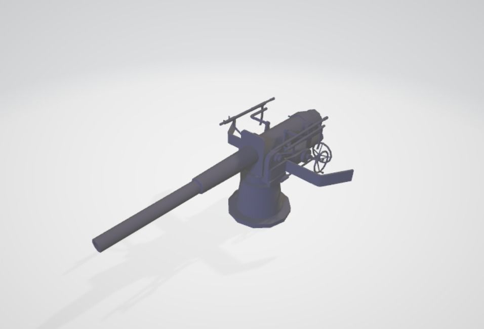 NAVAL GUN WW1 and WW2 Low-poly 3D model_3