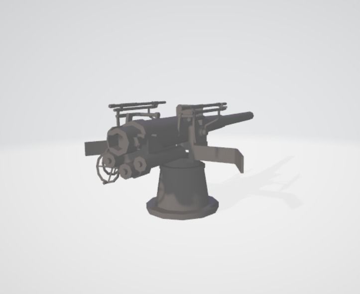 NAVAL GUN WW1 and WW2 Low-poly 3D model_1