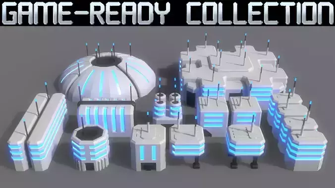 PBR Sci-Fi Building A 11-20 3D Model Collection