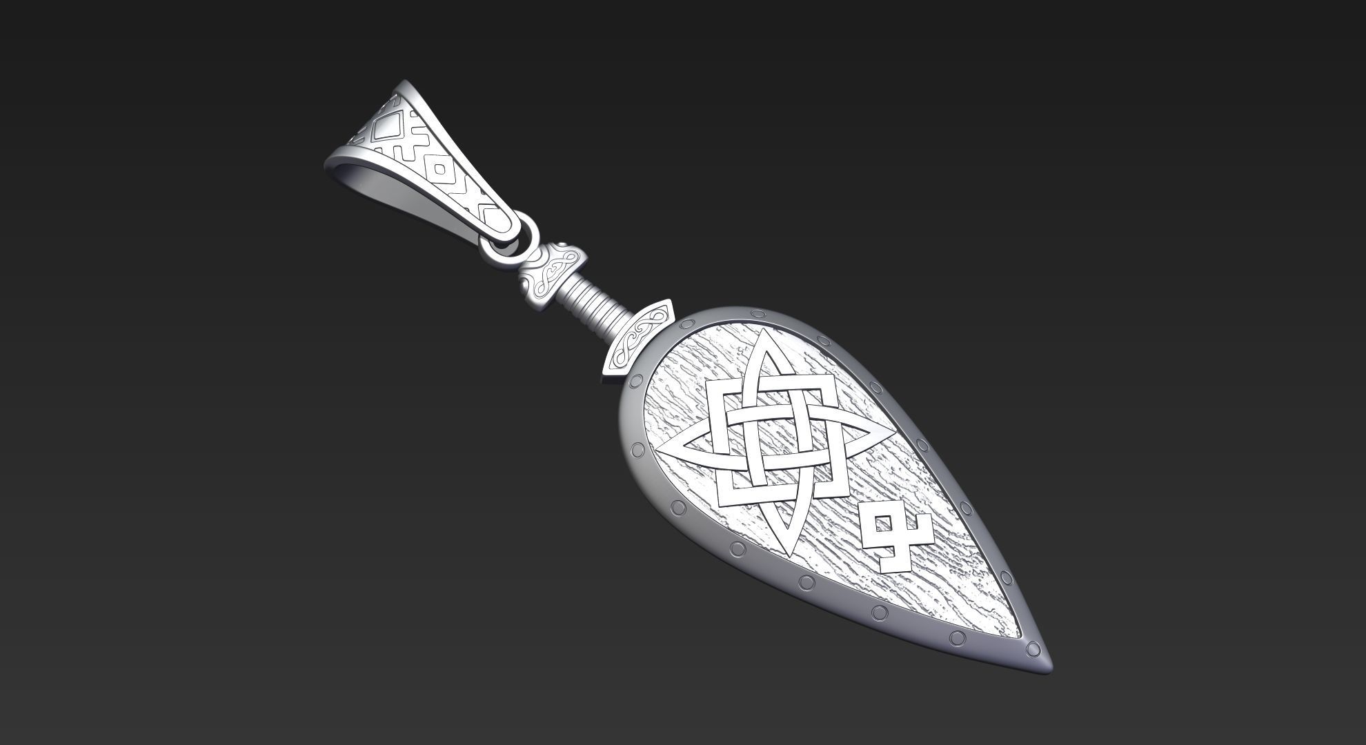 Shield pendant 3D print model_9