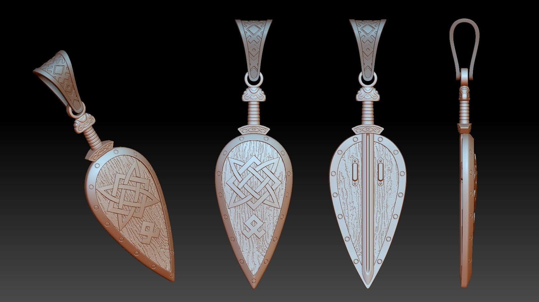 Shield pendant 3D print model_16
