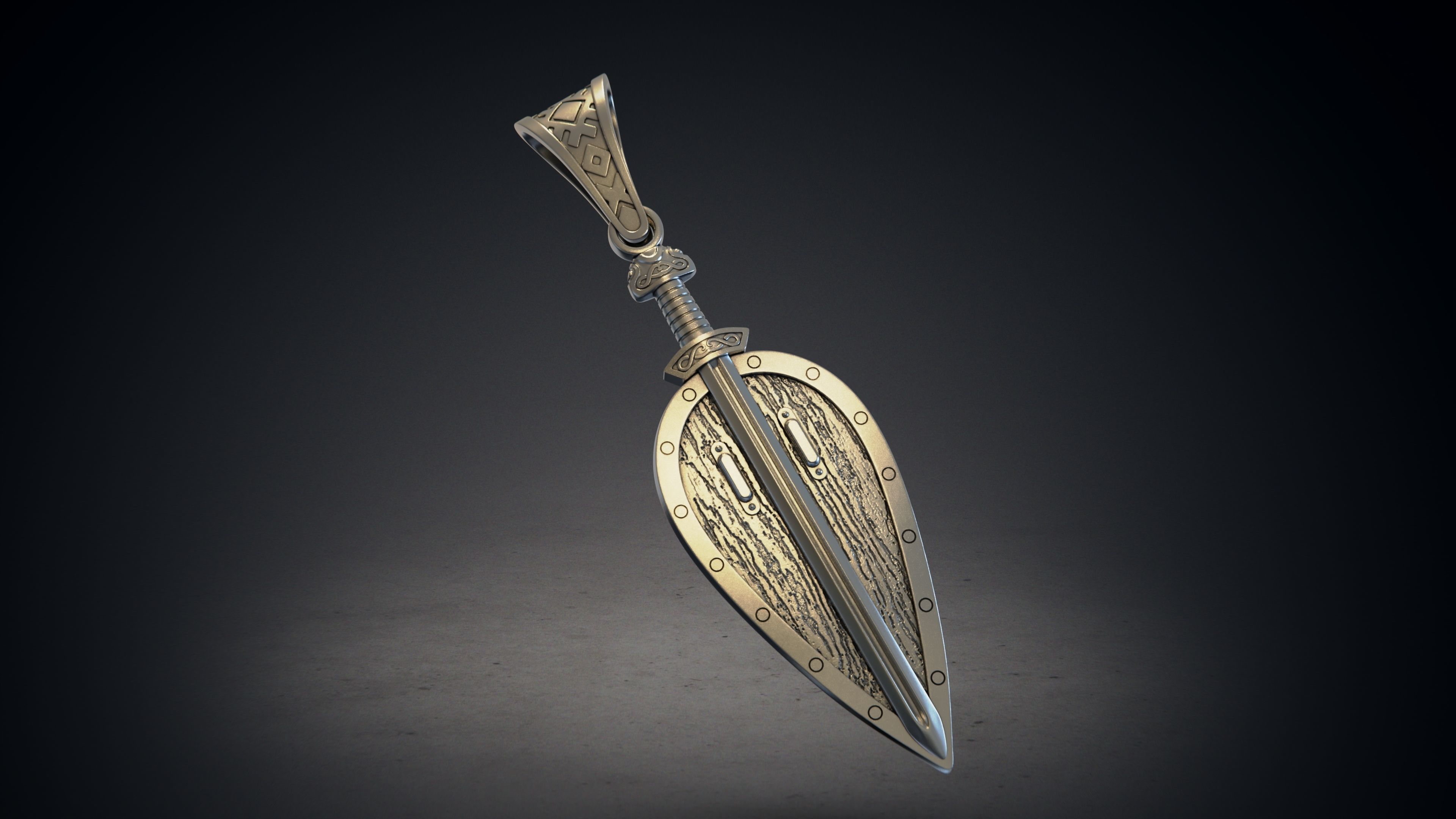 Shield pendant 3D print model_3