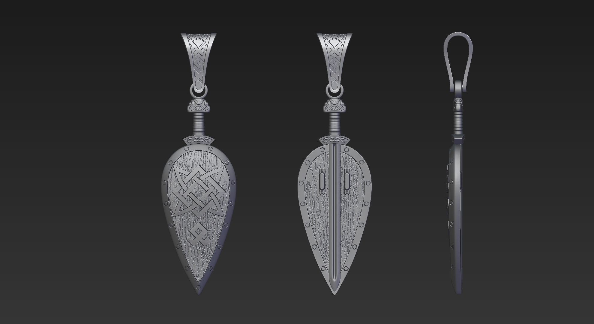 Shield pendant 3D print model_17