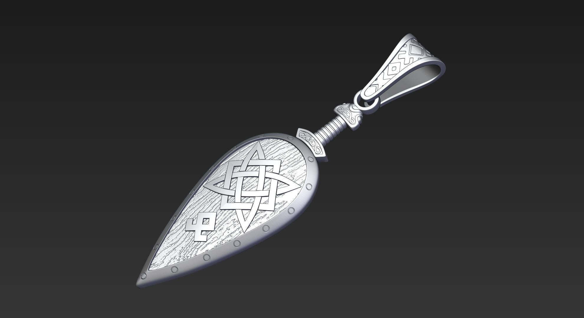 Shield pendant 3D print model_8