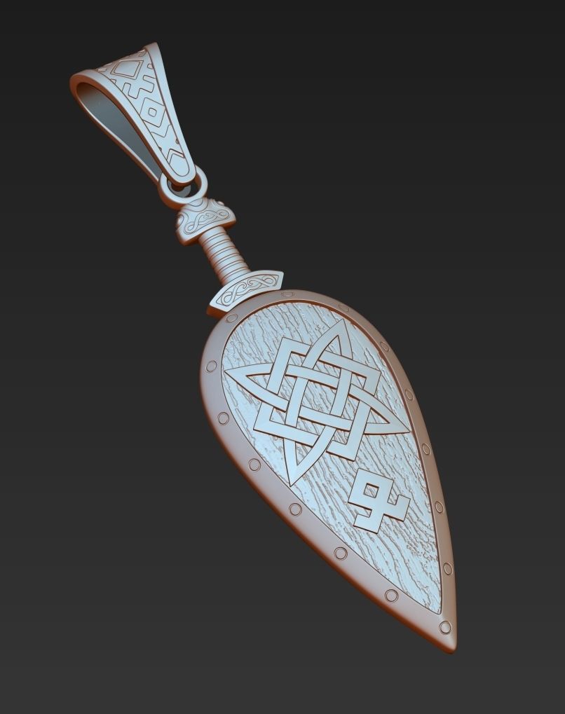 Shield pendant 3D print model_15