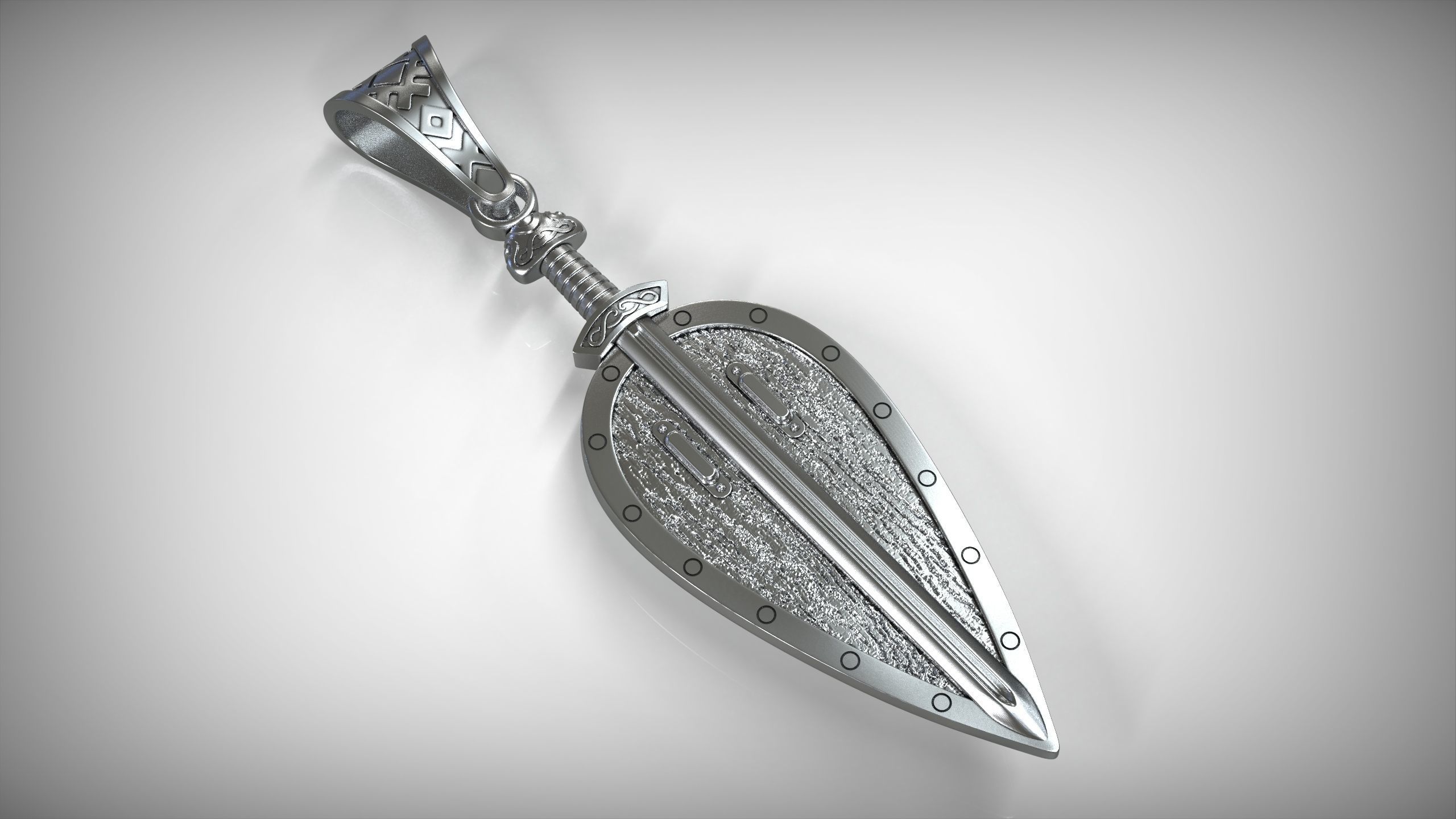 Shield pendant 3D print model_7