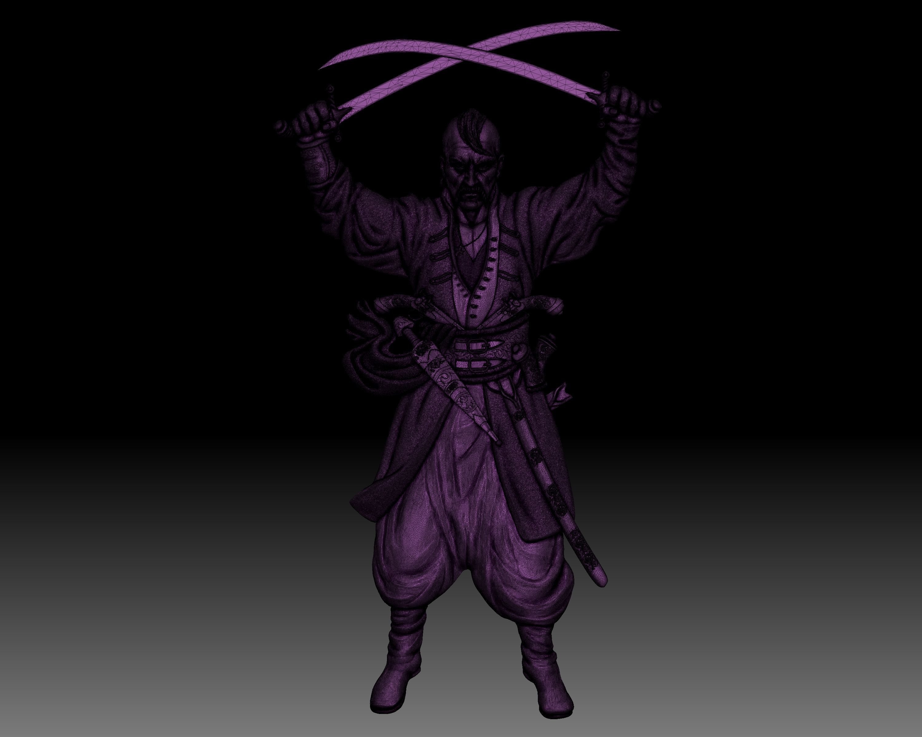 Cossack Ukrainian warrior bas-relief 3D print model_4