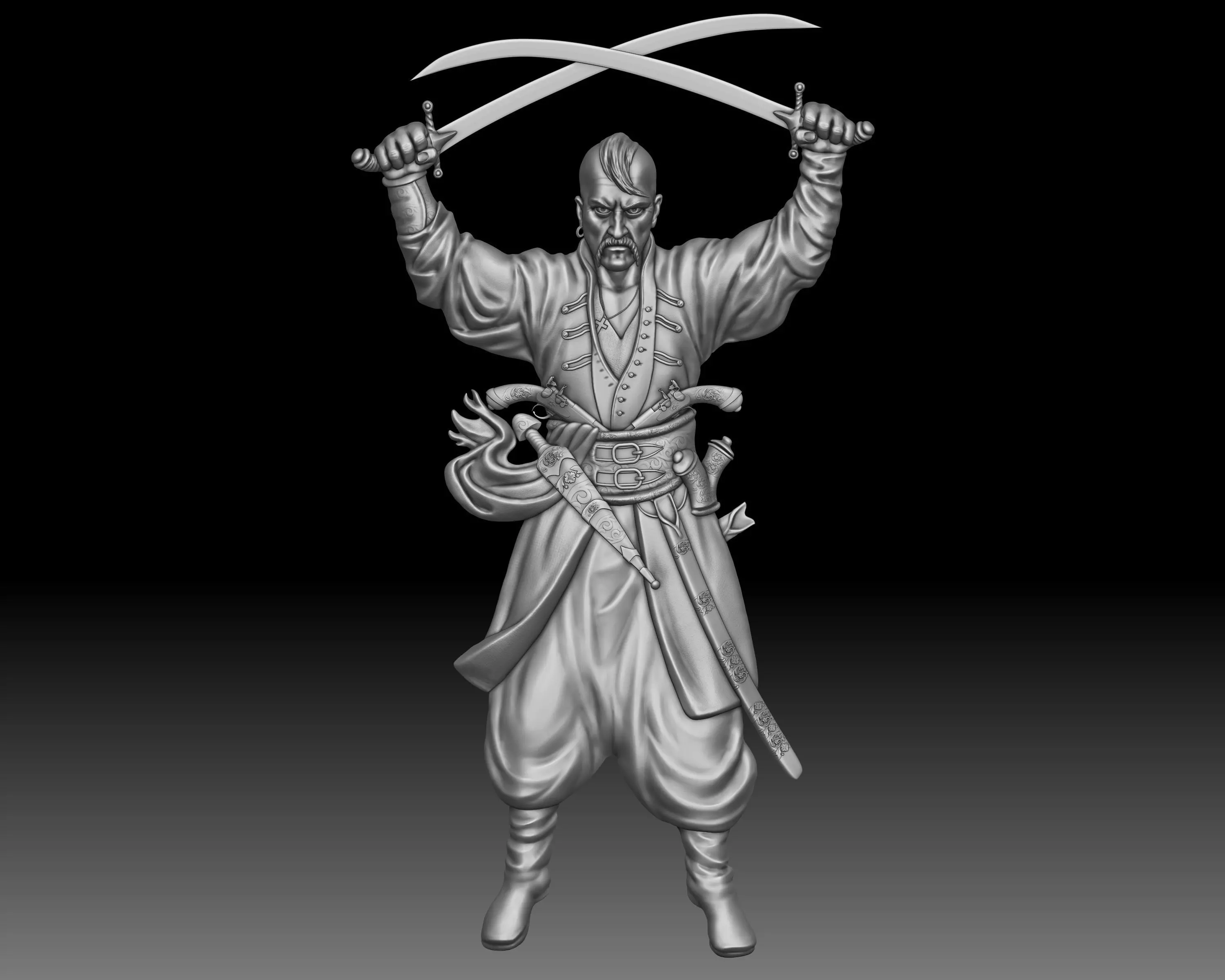 Cossack Ukrainian warrior bas-relief 3D print model_0