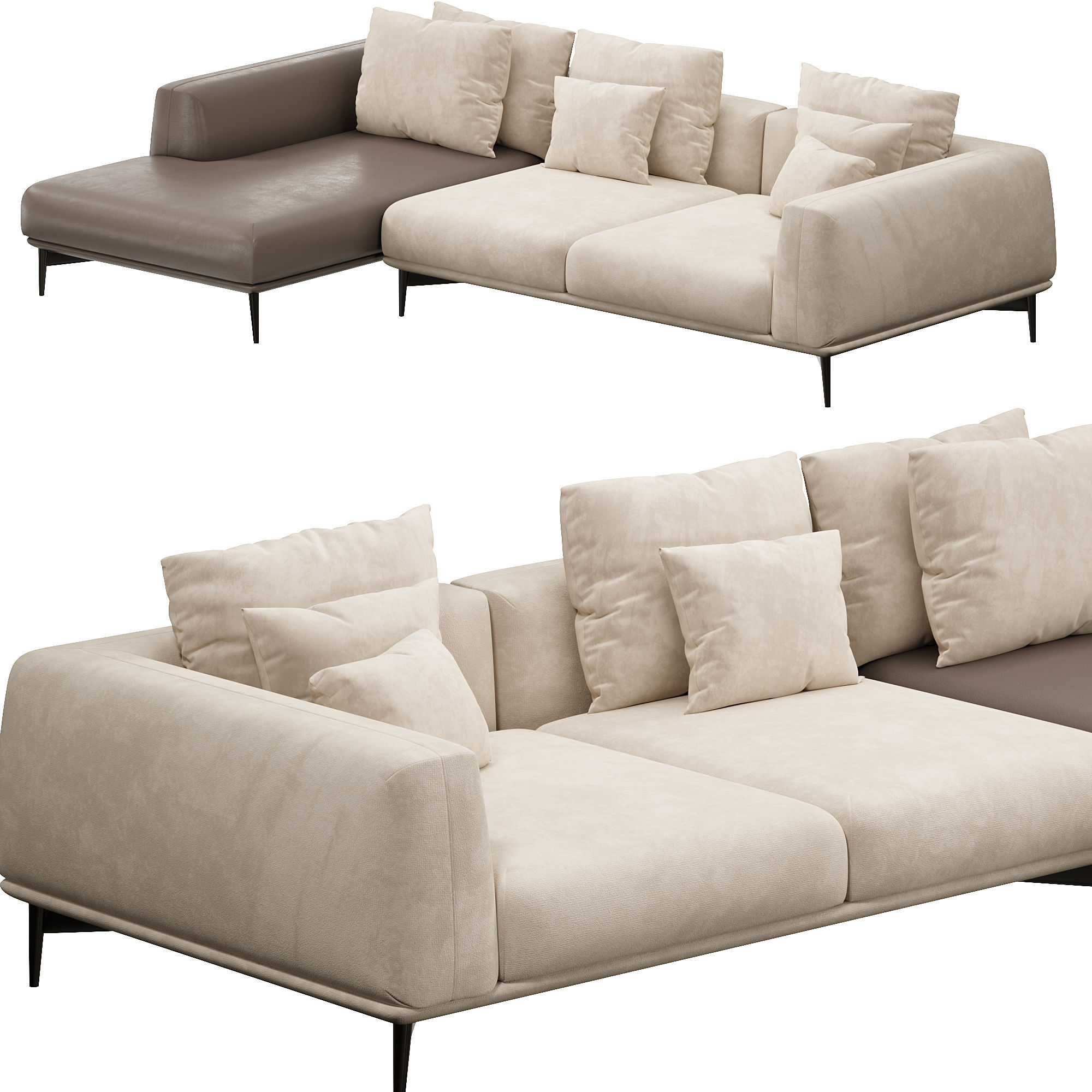 Noelle Sectional Curved Sofa 3D model_1
