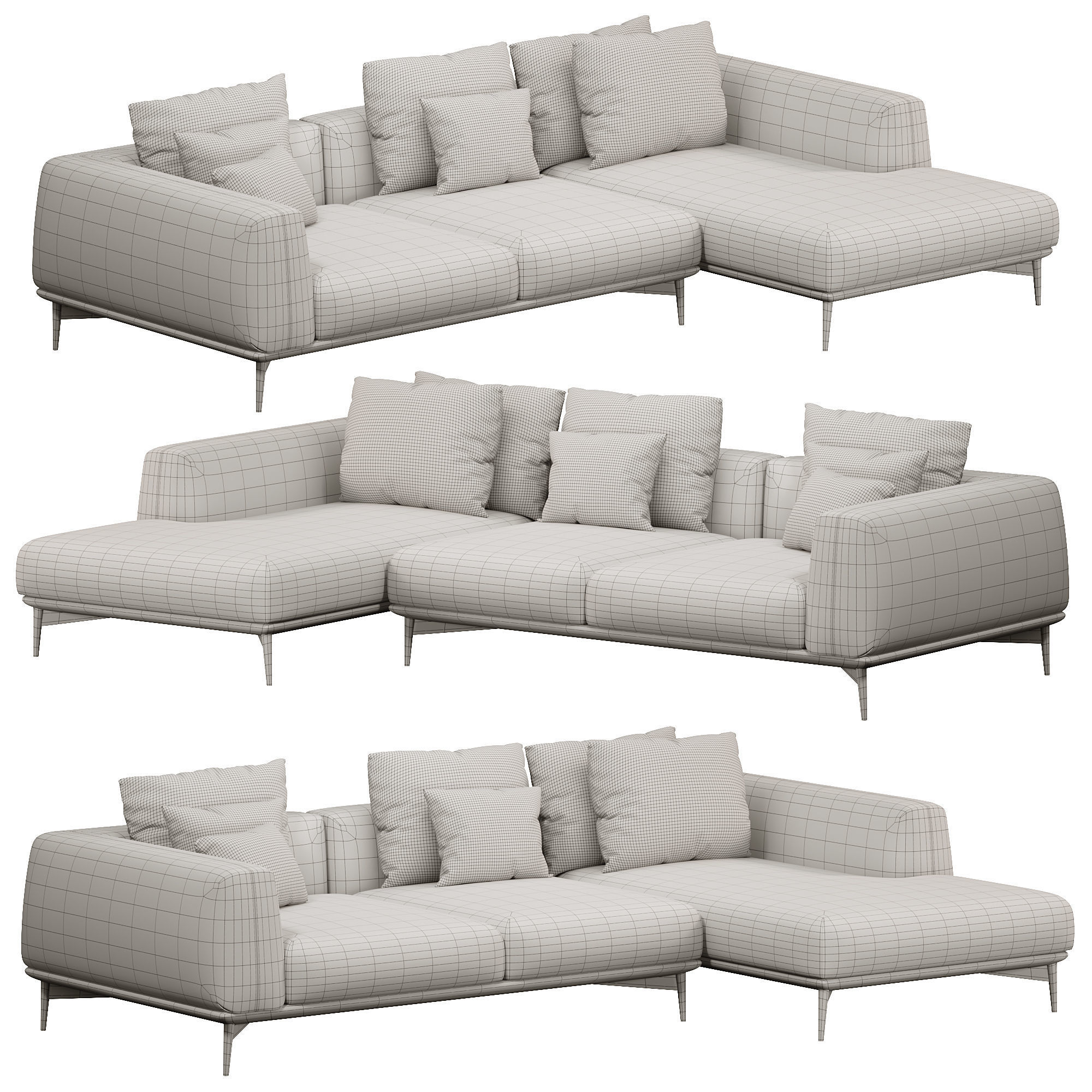 Noelle Sectional Curved Sofa 3D model_2