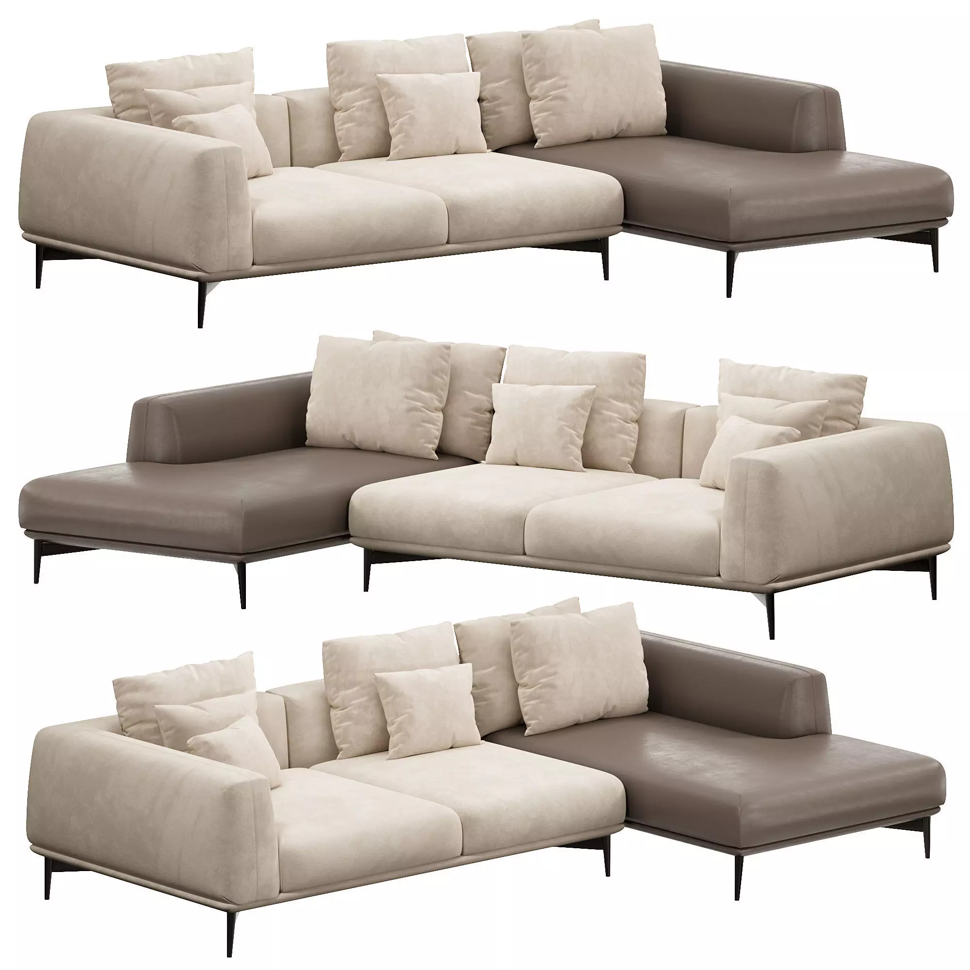 Noelle Sectional Curved Sofa 3D model_0