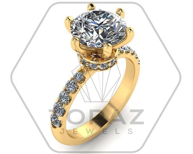 Round Diamond Engagement Ring 3d print model 3D print model