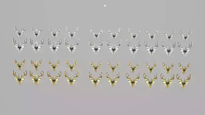 deer gold niello medals 3D print model