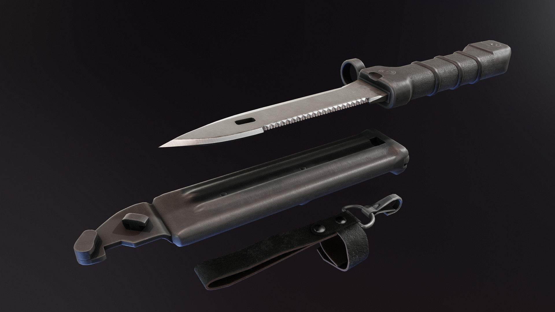 AK74 Bayonet Low-poly 3D model_5