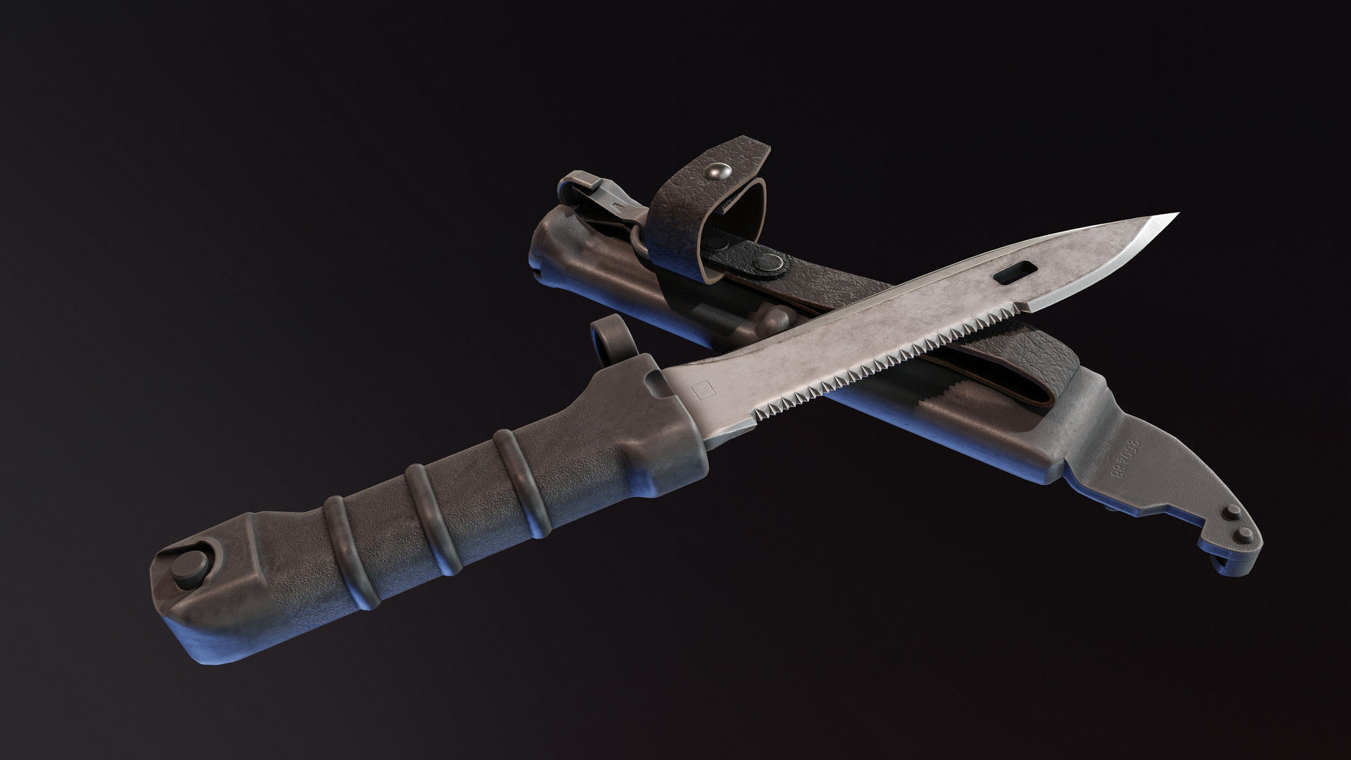 AK74 Bayonet Low-poly 3D model_1