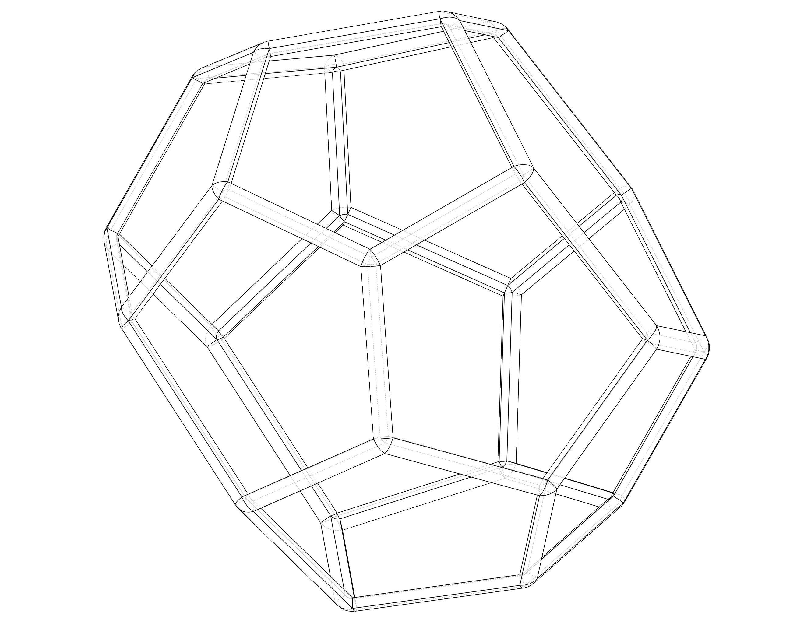Wireframe Shape Truncated Hexagonal Trapezohedron 3D print model_35