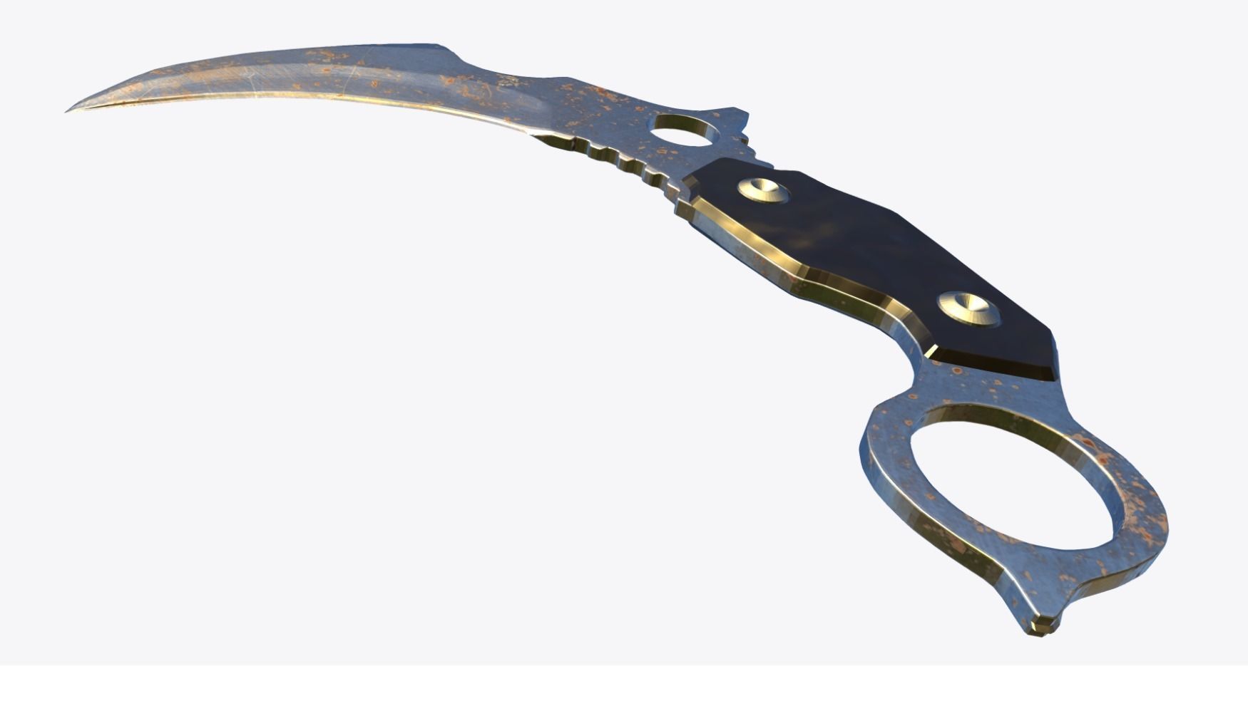 Rusty Karambit Weathered Blade 3D Model 3D model_3