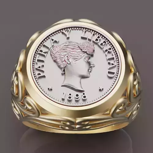 Anniversary of Souvenir Peso  Coin Ring gold printable 3d model