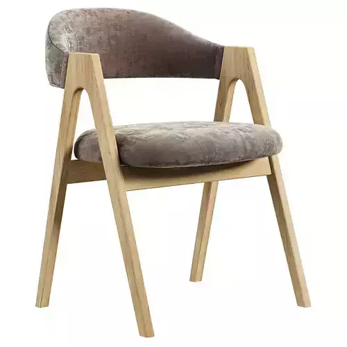 Chair Dublin light brown fabric solid beech by Deephouse