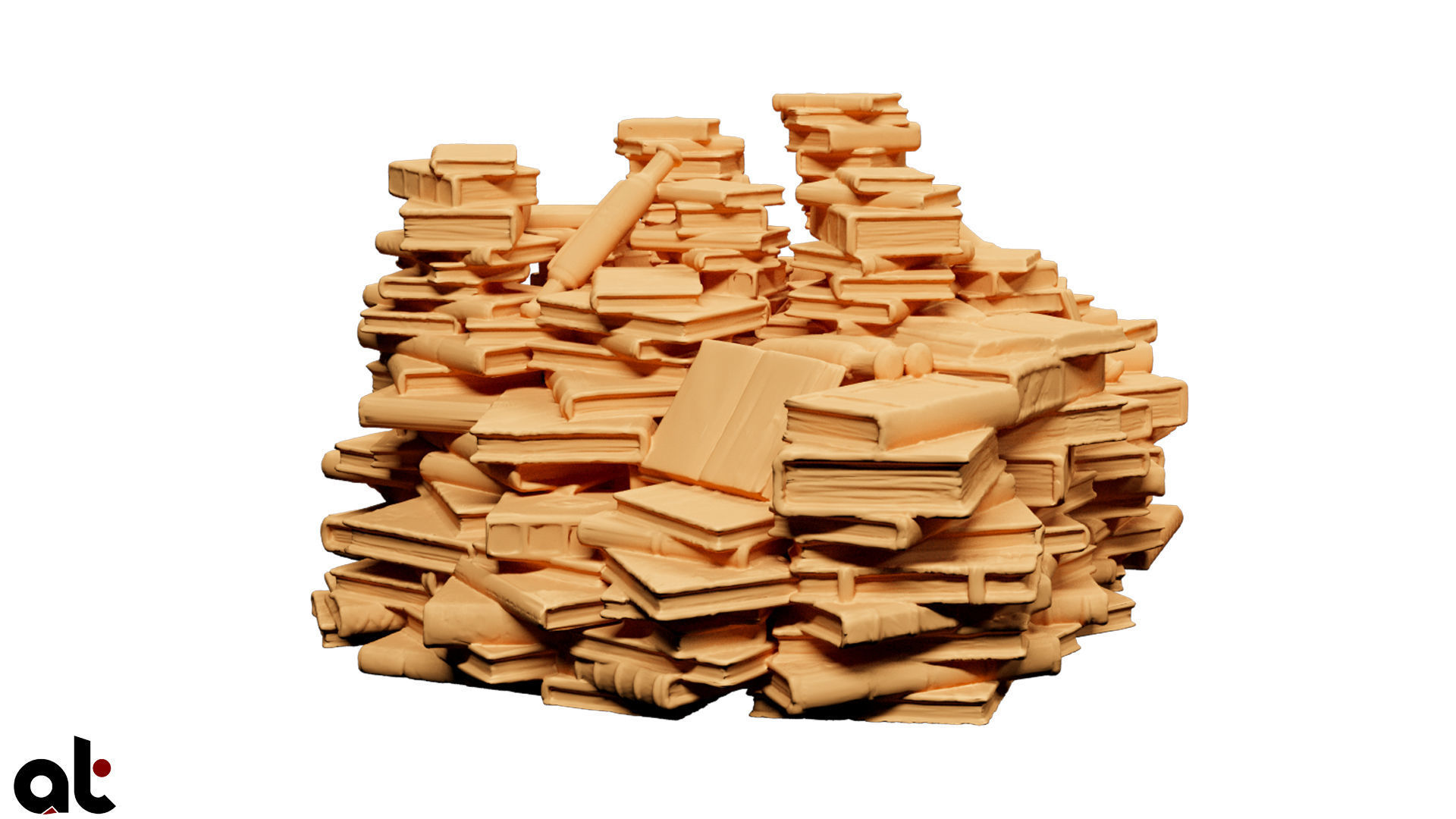 Small Book Pile 3D model_1
