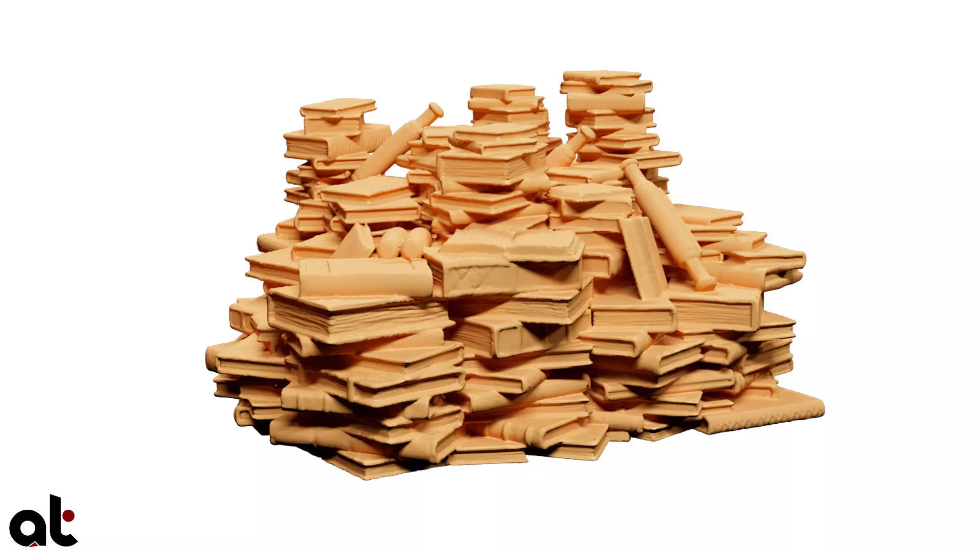 Small Book Pile 3D model_0