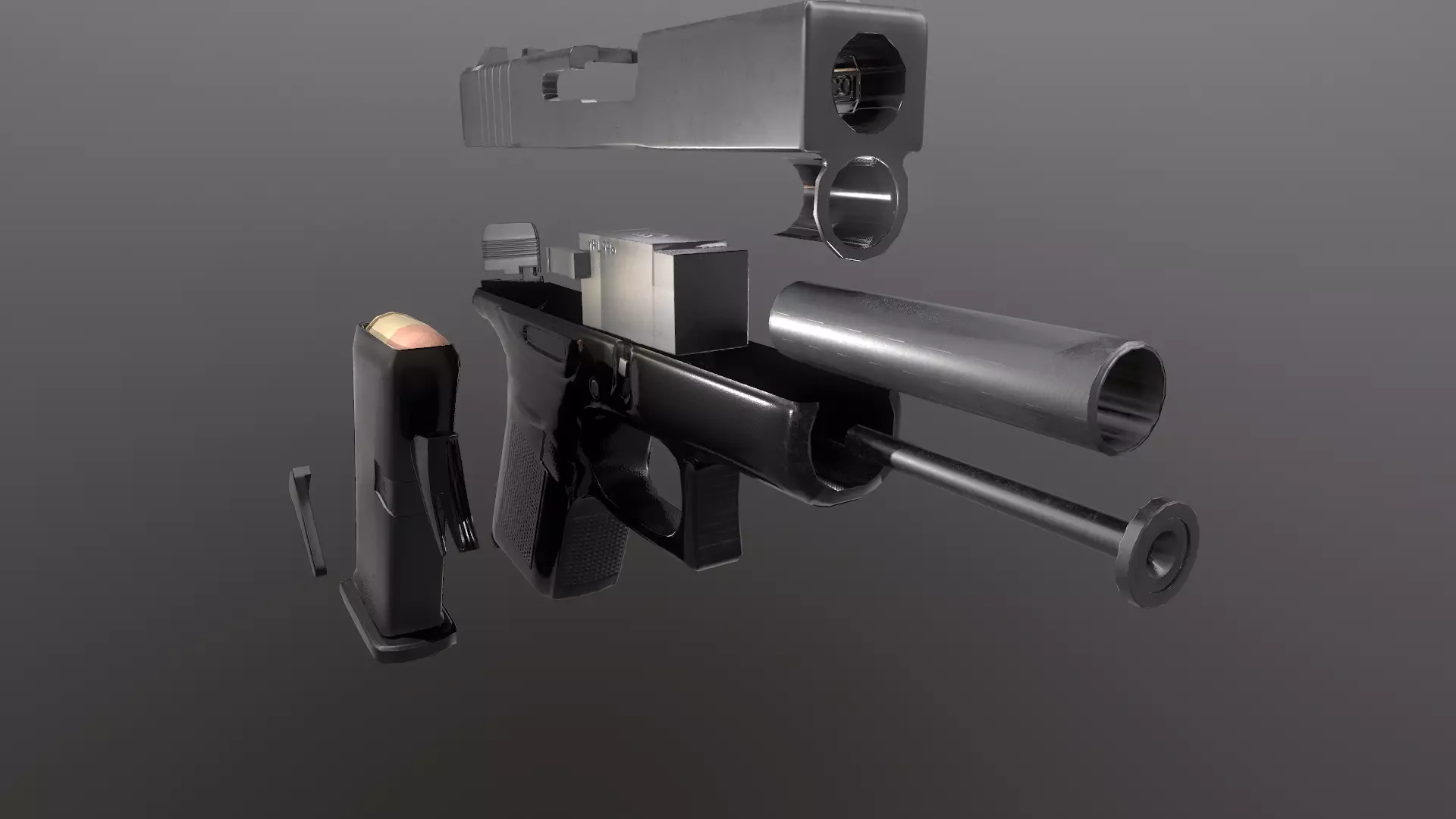 Model of the Glock43 pistol Low-poly 3D model_0