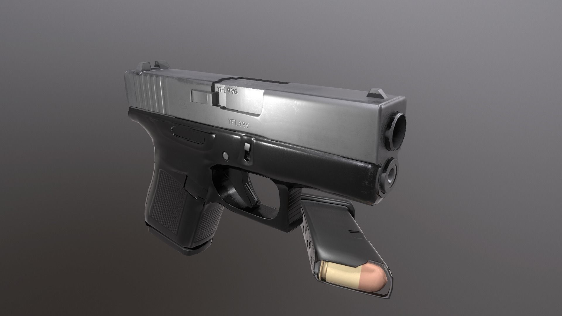 Model of the Glock43 pistol Low-poly 3D model_3