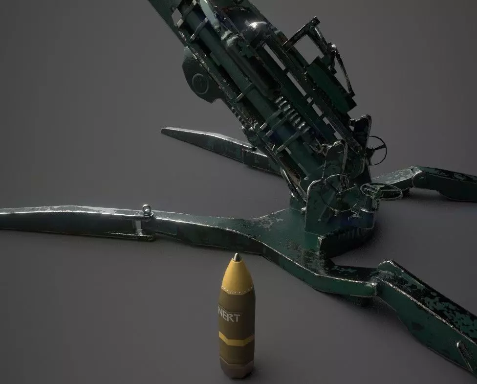 The M777 howitzer can be used in military games 3D model