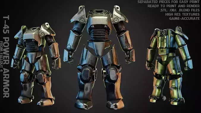 Fallout 4 T-45 Power Armor Armor for Cosplay 3D print model