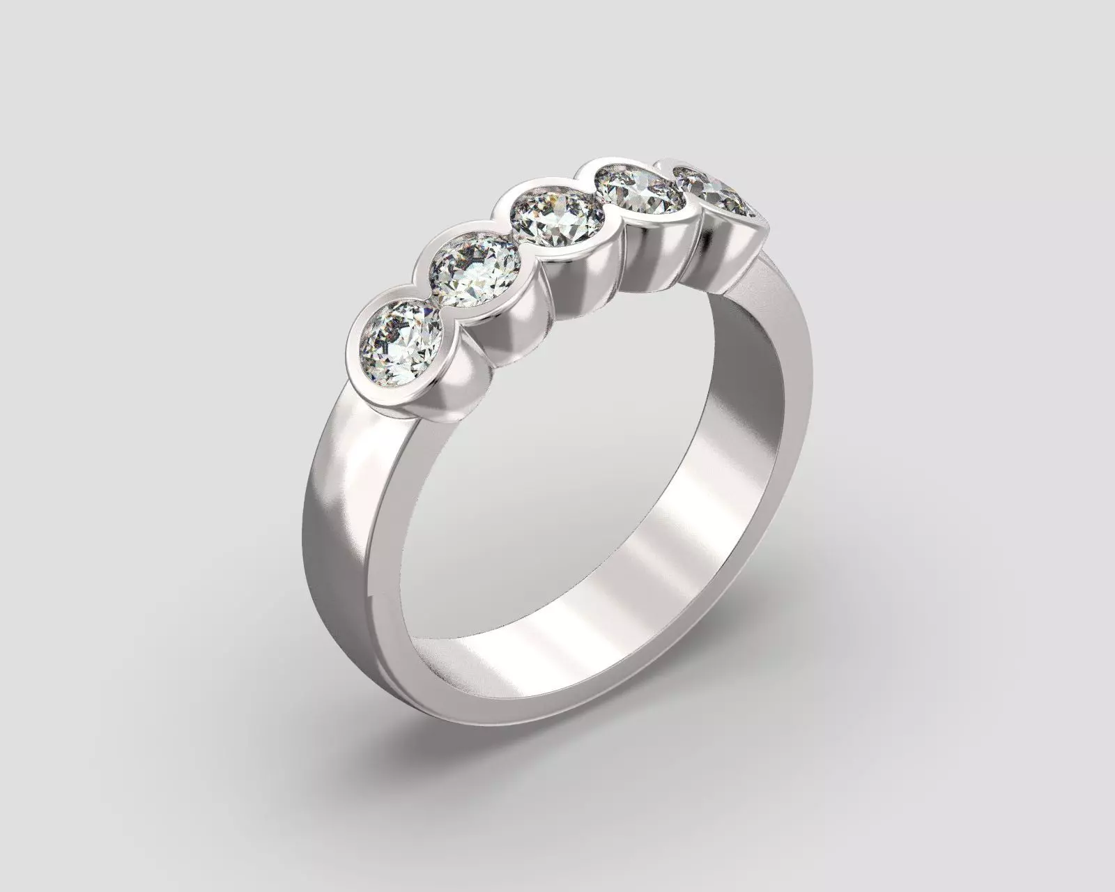 R 061 ring five stone all sizes 3D print model