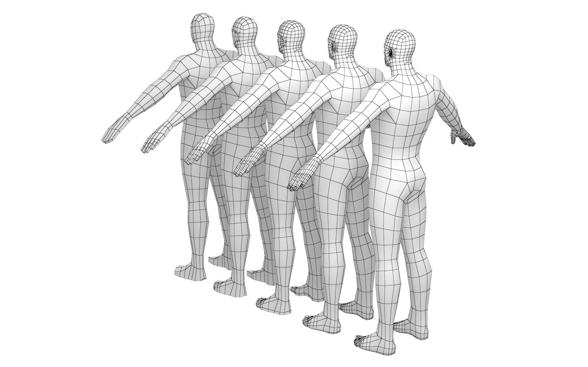 Hero Male in A-Pose in 5 Topologies 3D model_2