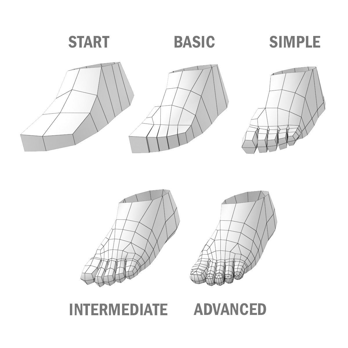 Hero Male in A-Pose in 5 Topologies 3D model_11