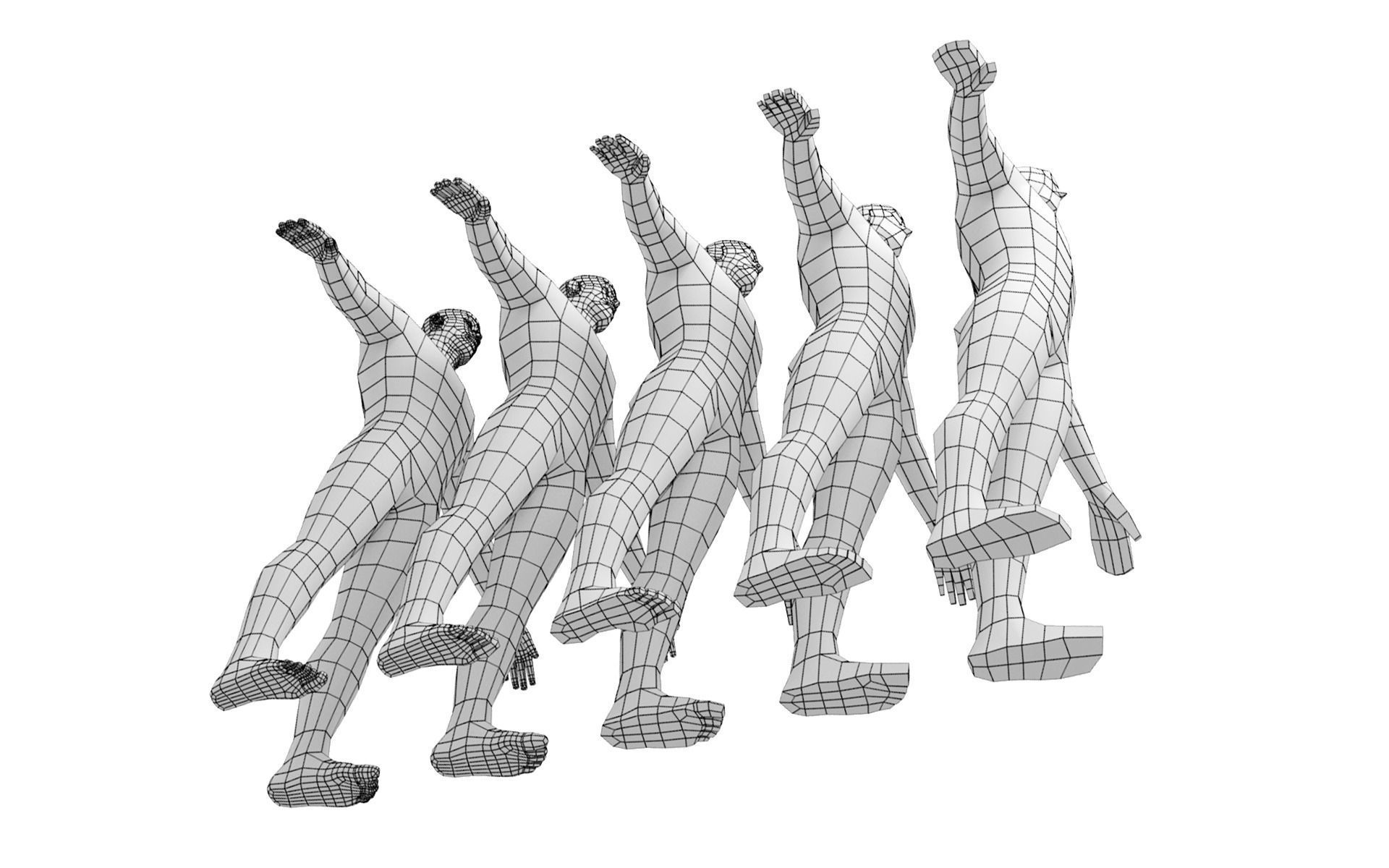 Hero Male in A-Pose in 5 Topologies 3D model_6