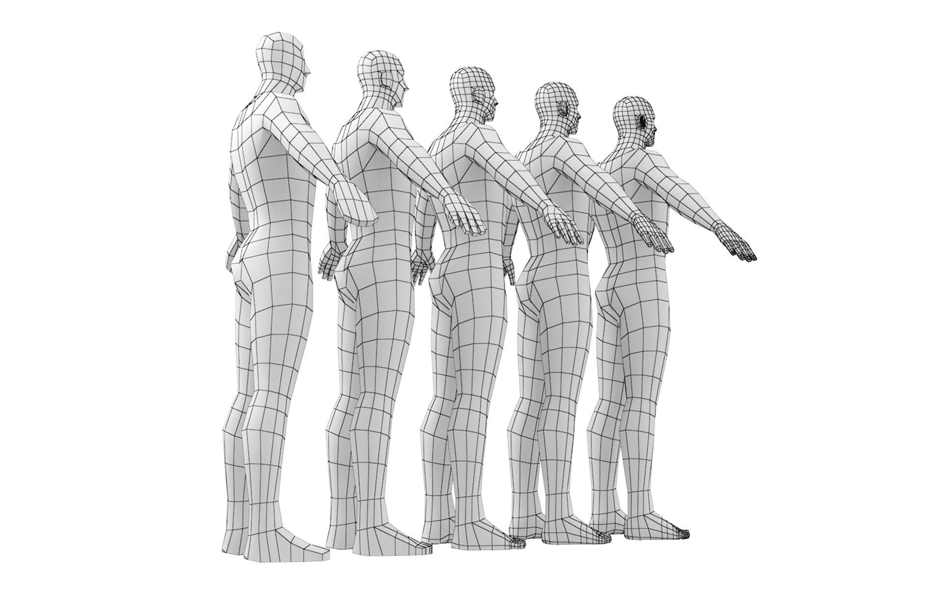 Hero Male in A-Pose in 5 Topologies 3D model_4