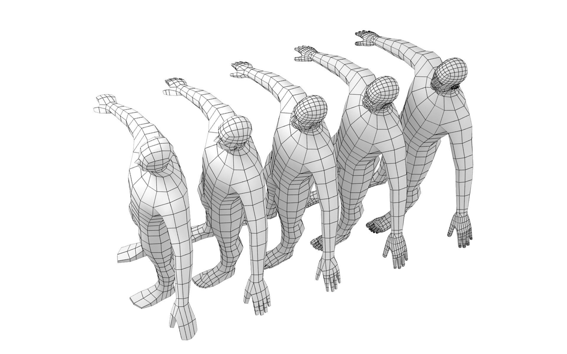 Hero Male in A-Pose in 5 Topologies 3D model_5