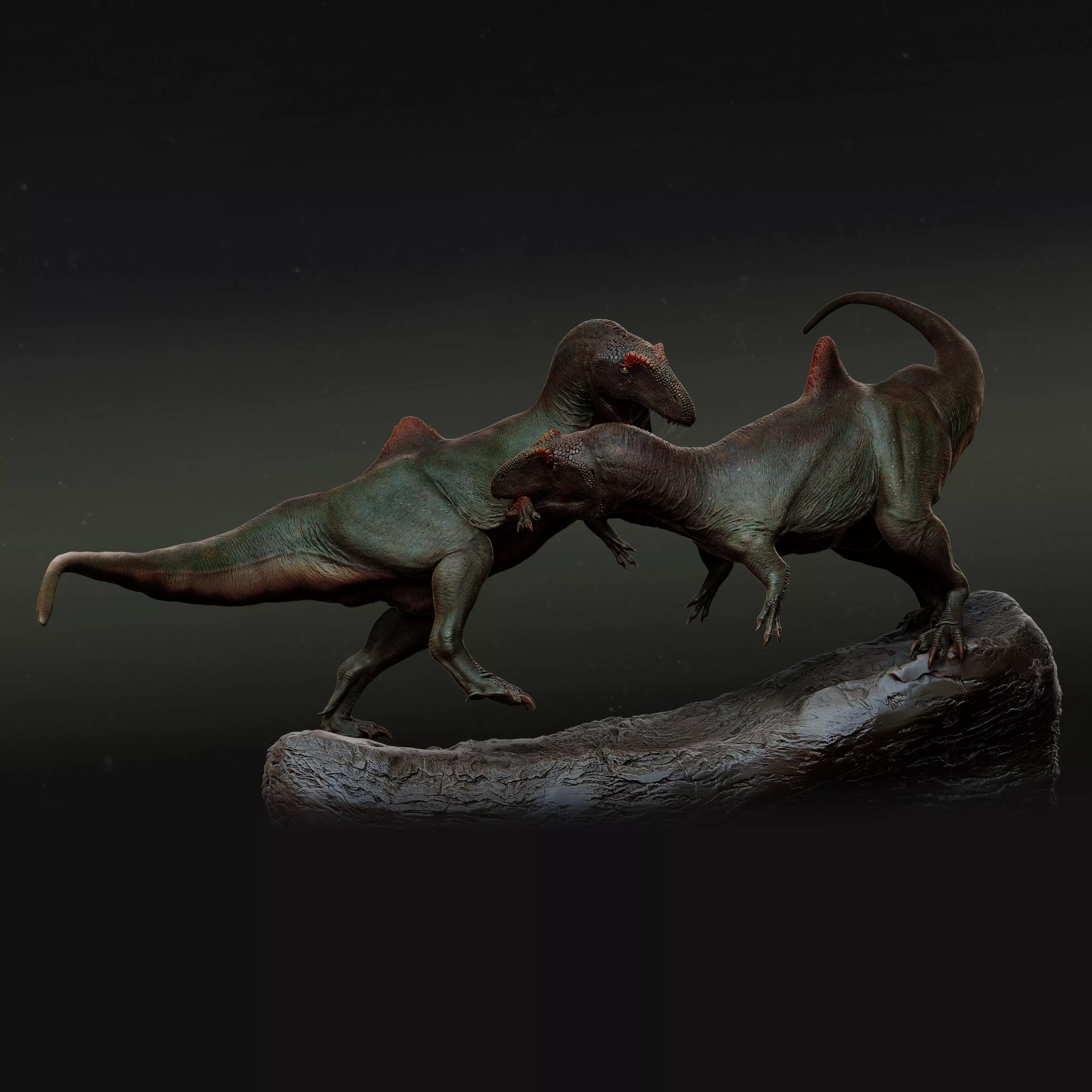 Concavenator fighting 1-35 scale pre-supported dinosaur 3D print model_0