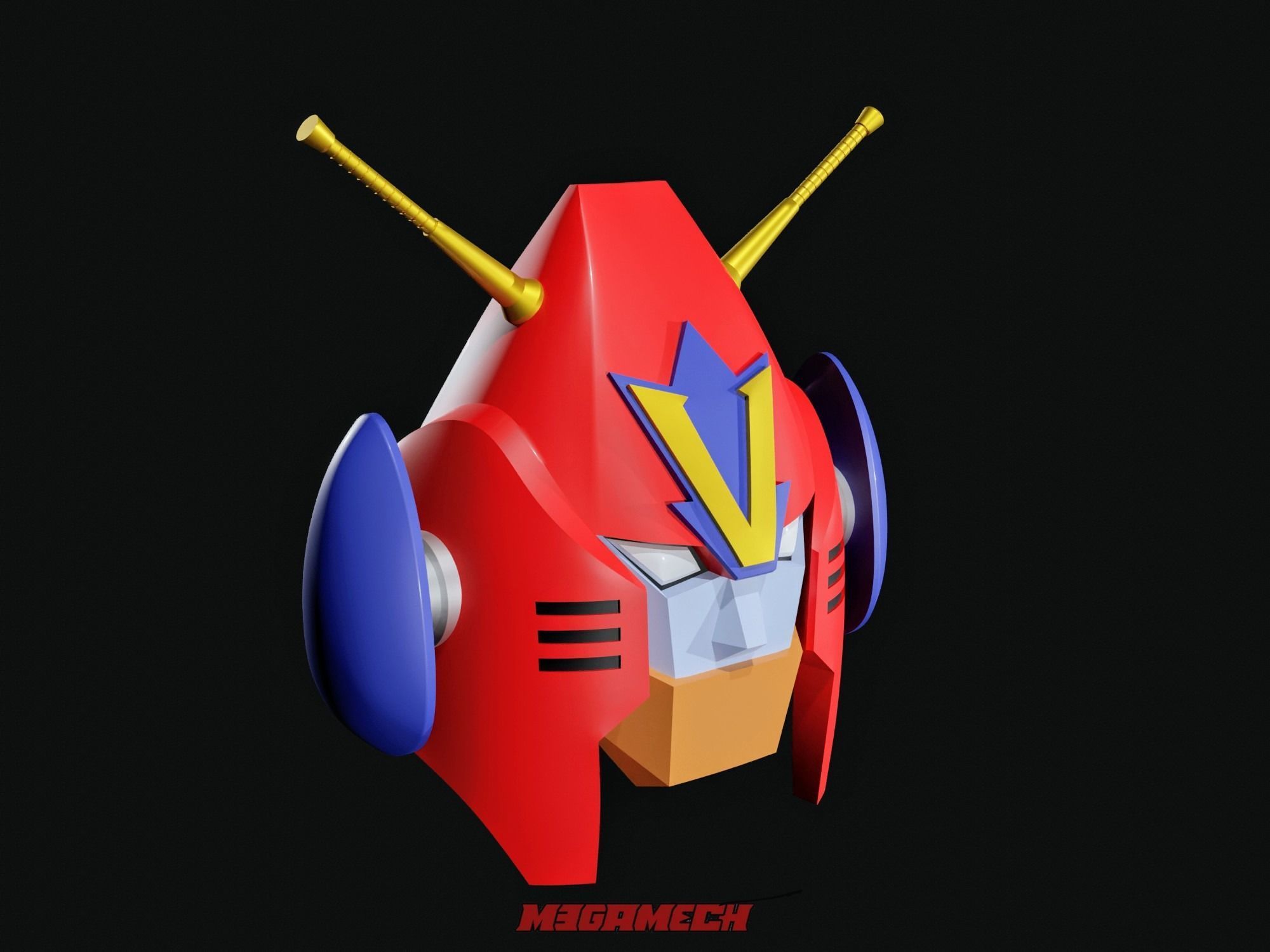 CHODENJI ROBO COMBATTLER V WEARABLE PRINTABLE HELMET HEAD 3D print model_2