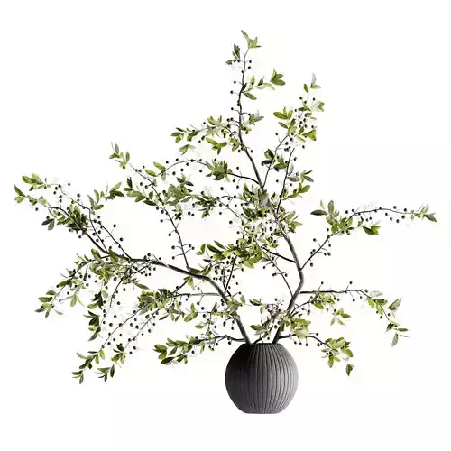 bouquet of twigs inserted into a clay pot 03