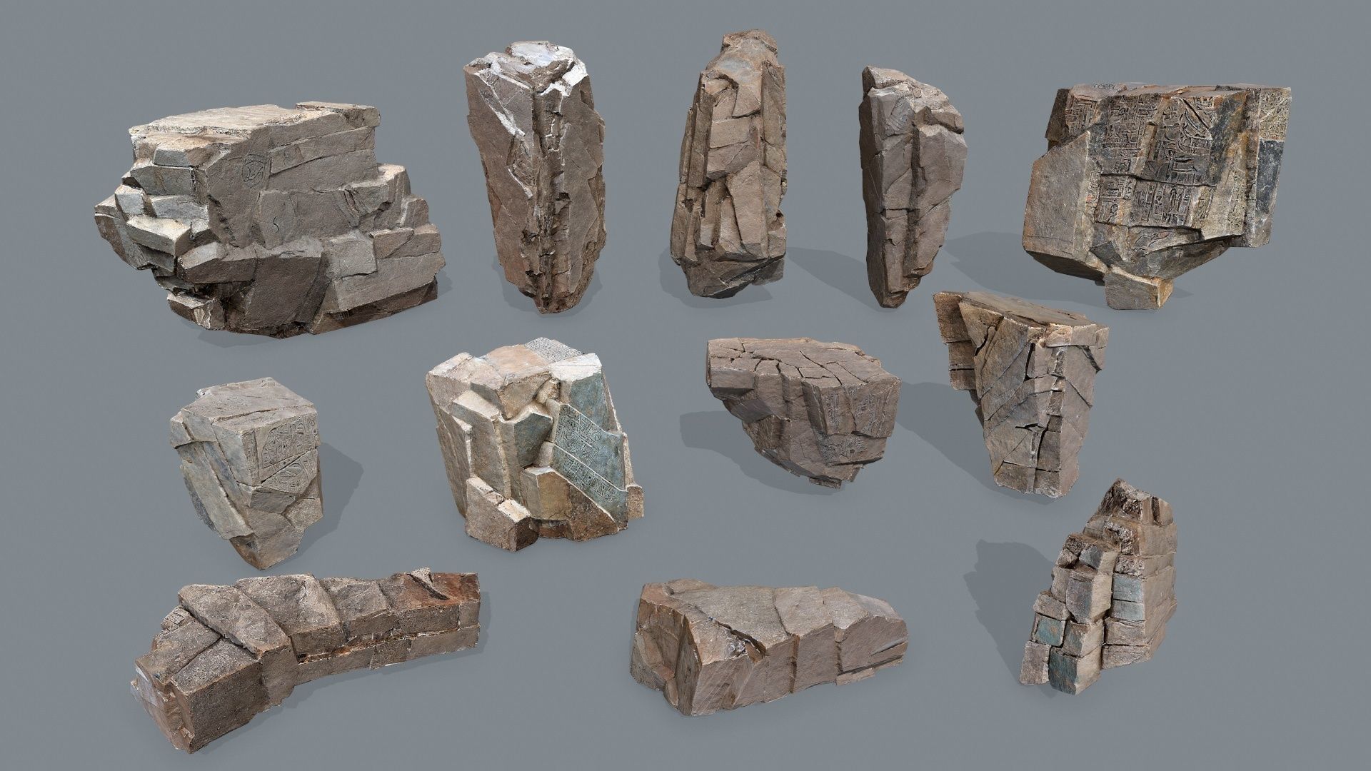 Egyptian desert rocks Low-poly 3D model_1