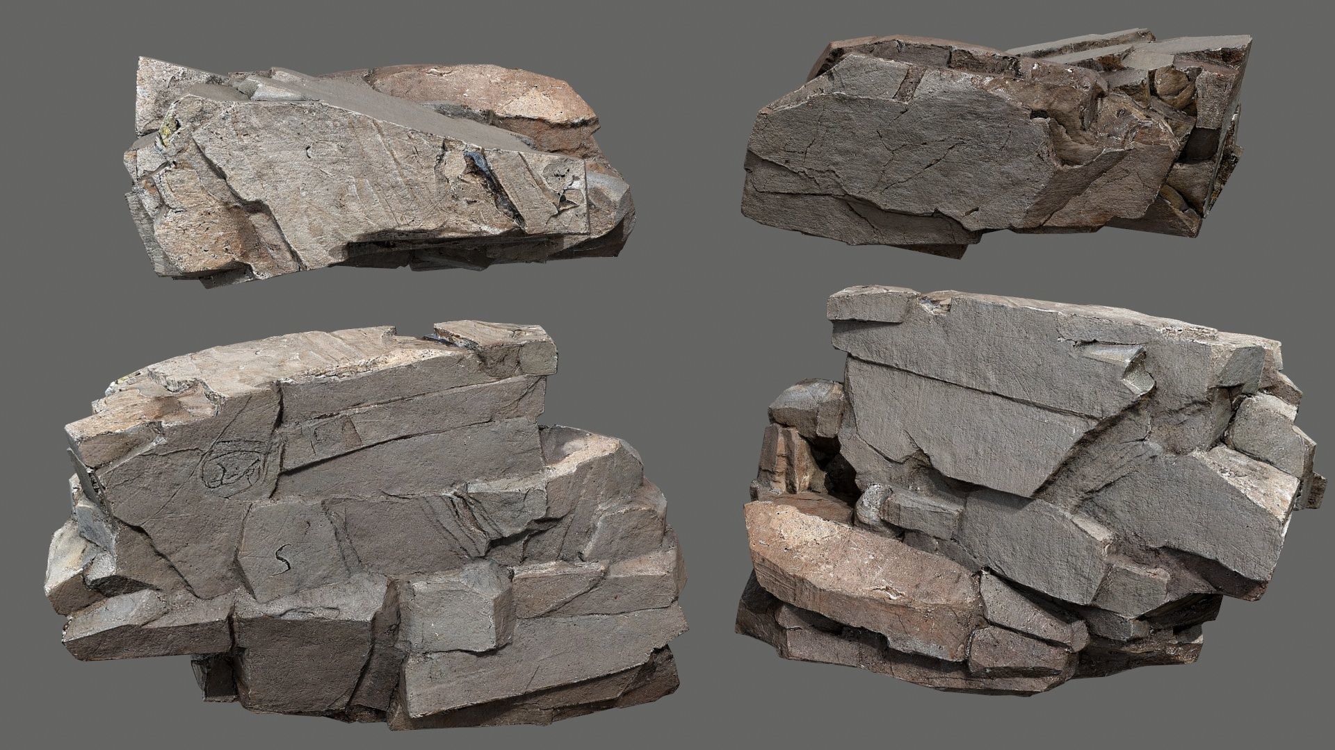 Egyptian desert rocks Low-poly 3D model_5