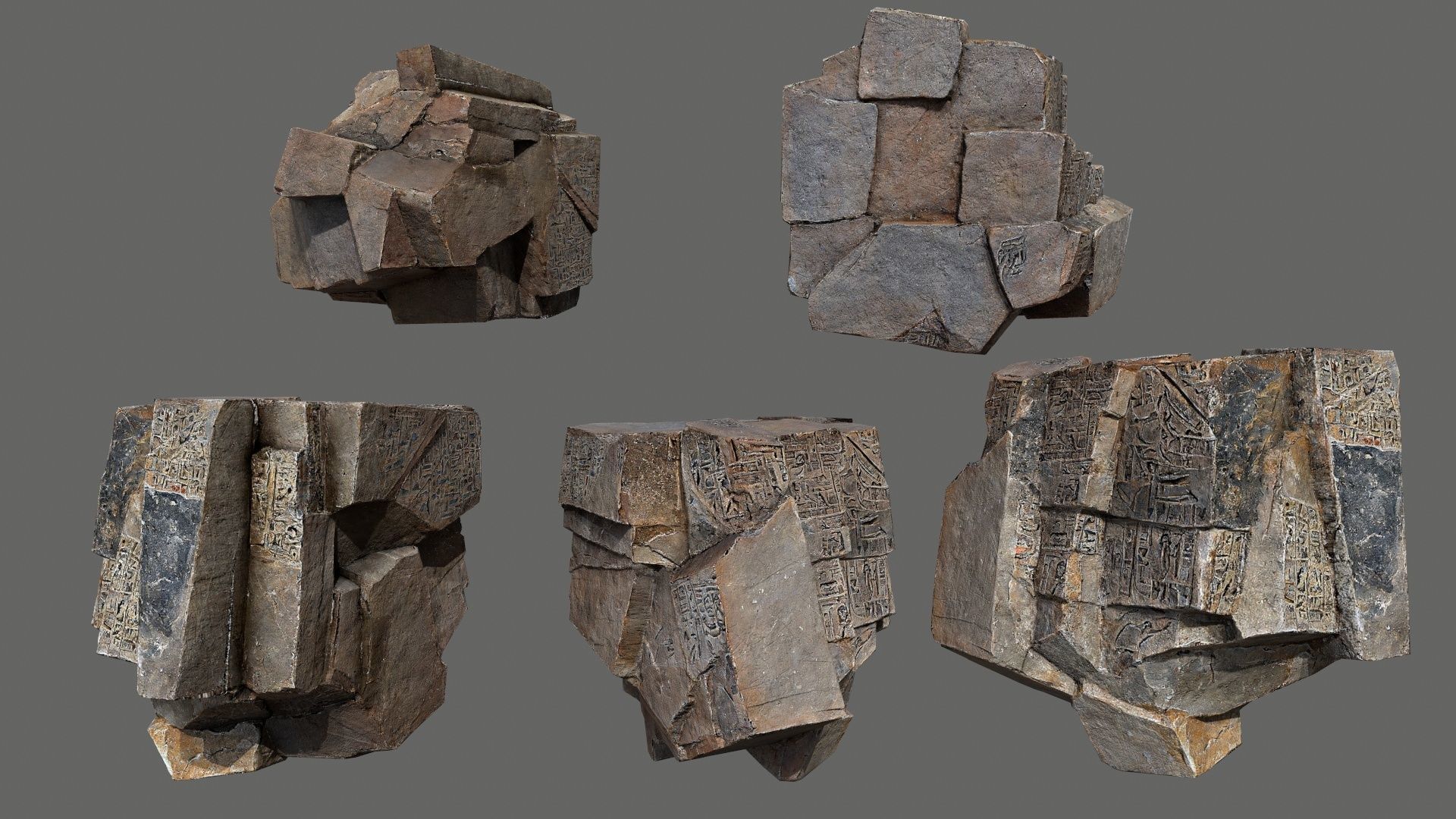 Egyptian desert rocks Low-poly 3D model_10