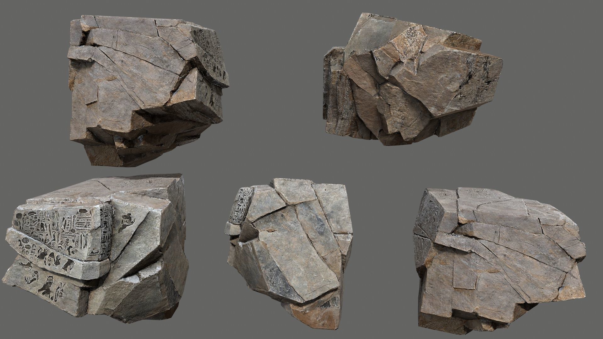 Egyptian desert rocks Low-poly 3D model_6