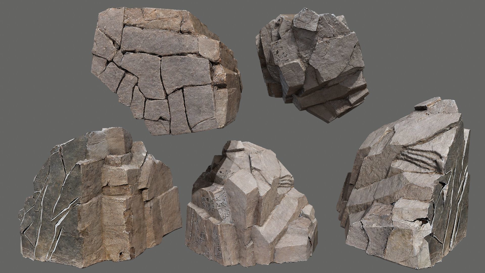 Egyptian desert rocks Low-poly 3D model_9